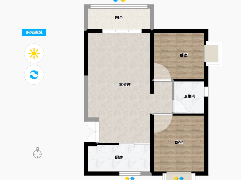 甘肃省-天水市-嘉韵名和-61.69-户型库-采光通风