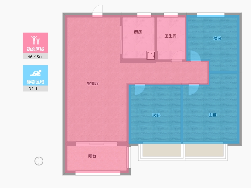 江苏省-徐州市-保利合景珑湾-70.00-户型库-动静分区