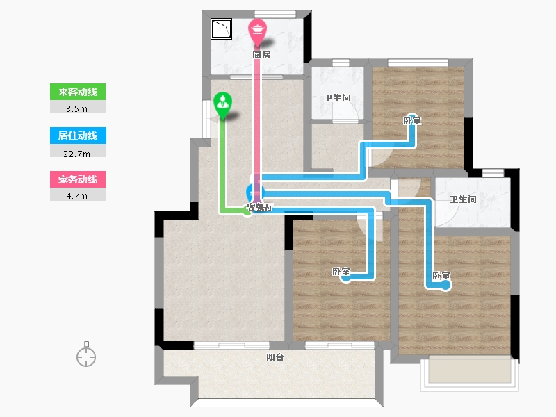 江苏省-苏州市-弘阳昕悦名邸-86.63-户型库-动静线