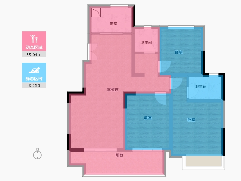 江苏省-苏州市-弘阳昕悦名邸-86.63-户型库-动静分区