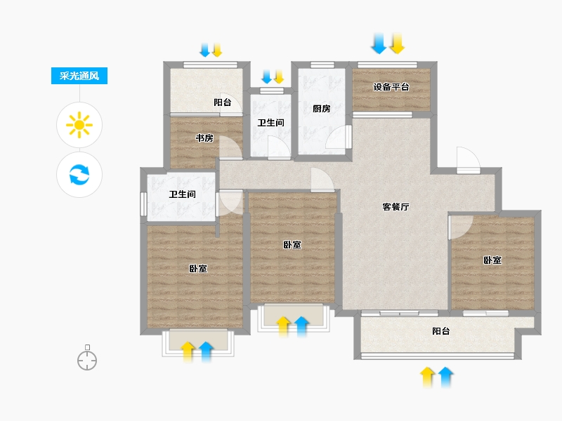 江苏省-镇江市-保集·梧桐墅-114.00-户型库-采光通风