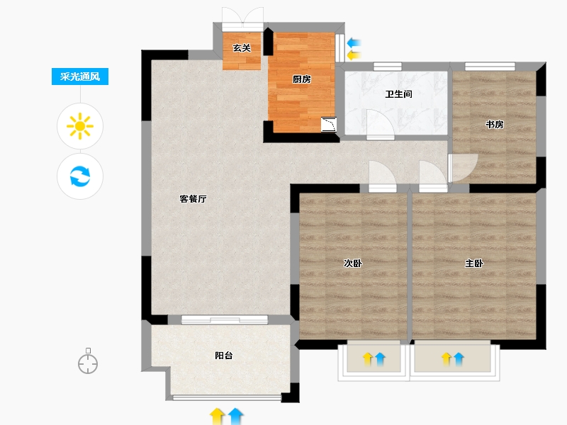 江苏省-盐城市-郁金香花园-78.00-户型库-采光通风