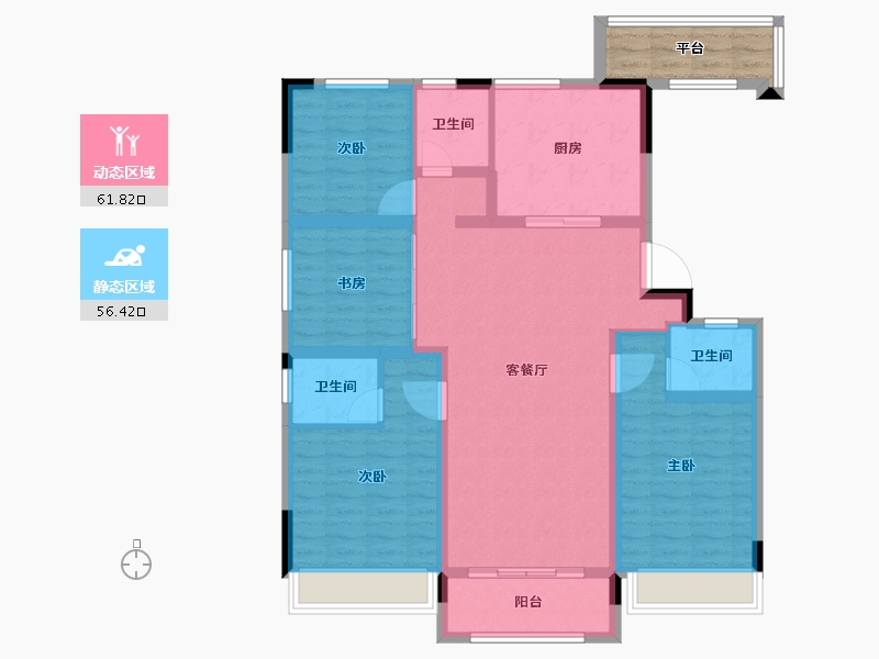 江苏省-苏州市-融创·霅溪桃源-111.08-户型库-动静分区