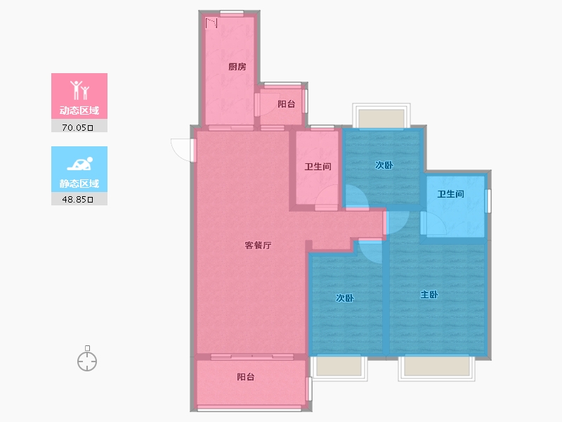 陕西省-安康市-恒大未来城-105.87-户型库-动静分区