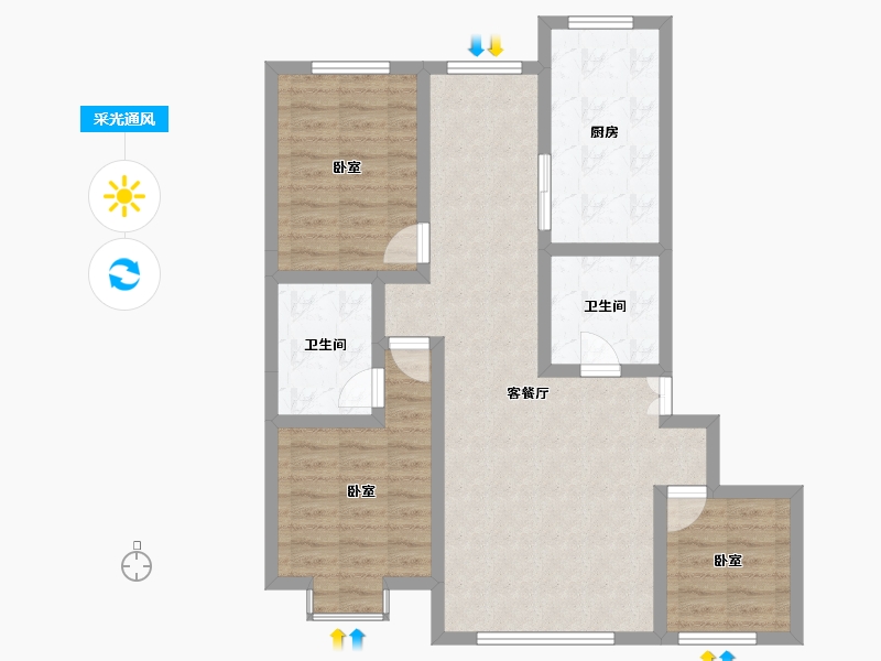 甘肃省-天水市-天宝幸福里-85.16-户型库-采光通风