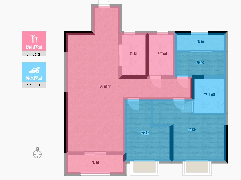 青海省-西宁市-吾悦广场-88.00-户型库-动静分区