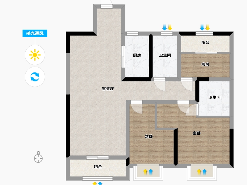 青海省-西宁市-吾悦广场-88.00-户型库-采光通风