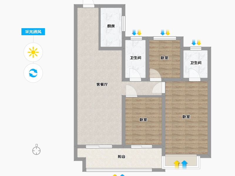 江苏省-镇江市-中建大观京江府-87.00-户型库-采光通风