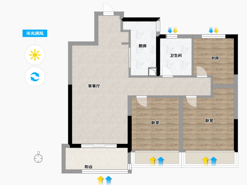 江苏省-苏州市-国泰.云栖-78.00-户型库-采光通风