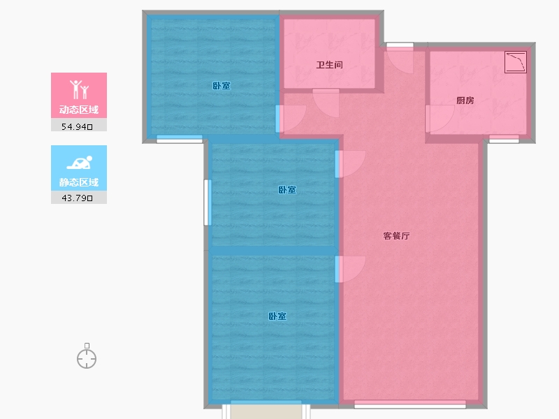 甘肃省-兰州市-冉泽御景龙湾-88.24-户型库-动静分区