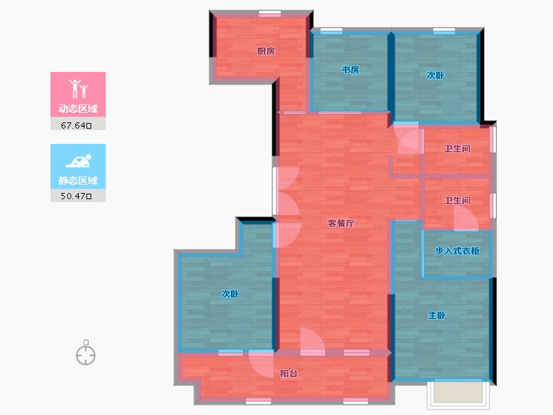 江苏省-南通市-晨鸣观海华苑-105.22-户型库-动静分区