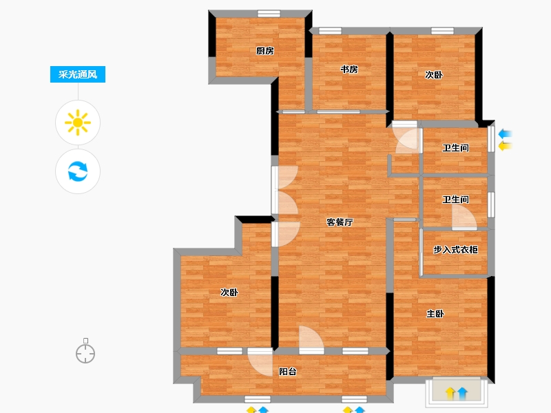 江苏省-南通市-晨鸣观海华苑-105.22-户型库-采光通风