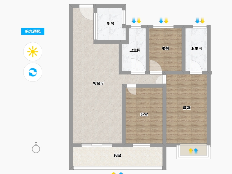 江西省-抚州市-乐安中大府-86.00-户型库-采光通风