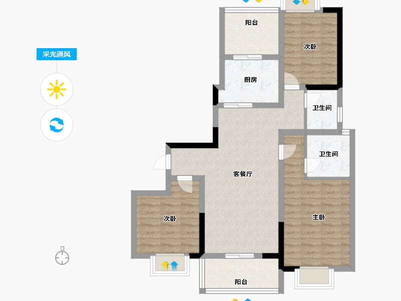 广西壮族自治区-北海市-银滩圣美阳光家园-85.00-户型库-采光通风