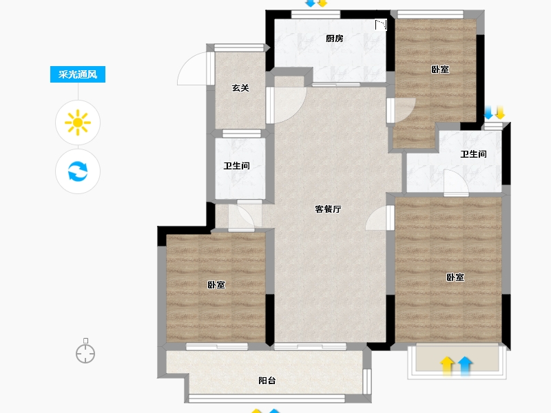 江苏省-镇江市-万科翡翠江湾-84.00-户型库-采光通风