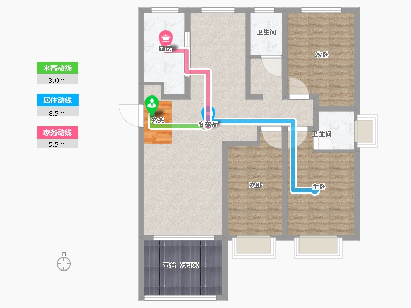 陕西省-宝鸡市-京城揽盛苑-107.01-户型库-动静线