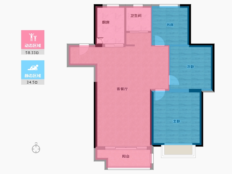 江苏省-徐州市-美的·乐城-84.00-户型库-动静分区