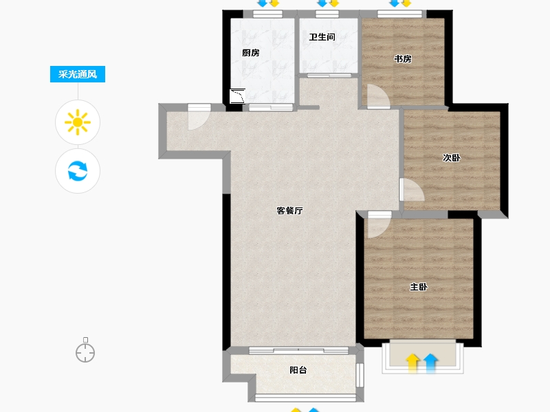 江苏省-徐州市-美的·乐城-84.00-户型库-采光通风