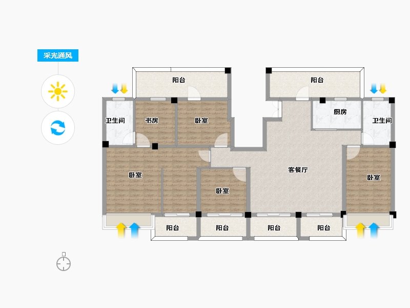 江苏省-扬州市-佳源西峰玖墅-168.10-户型库-采光通风