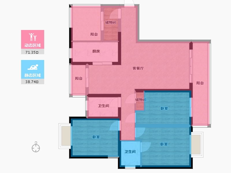 云南省-西双版纳傣族自治州-沙河小镇-97.03-户型库-动静分区