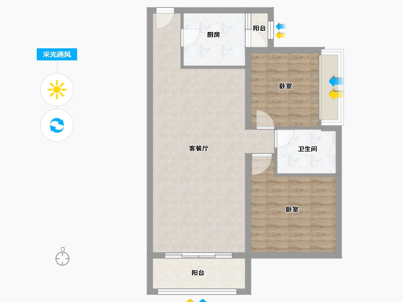 江苏省-泰州市-茂业天地-77.40-户型库-采光通风