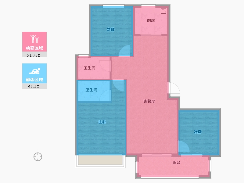 江苏省-徐州市-保利合景珑湾-86.00-户型库-动静分区