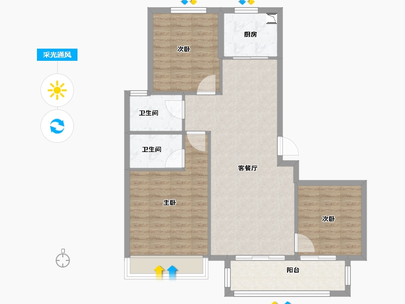 江苏省-徐州市-保利合景珑湾-86.00-户型库-采光通风