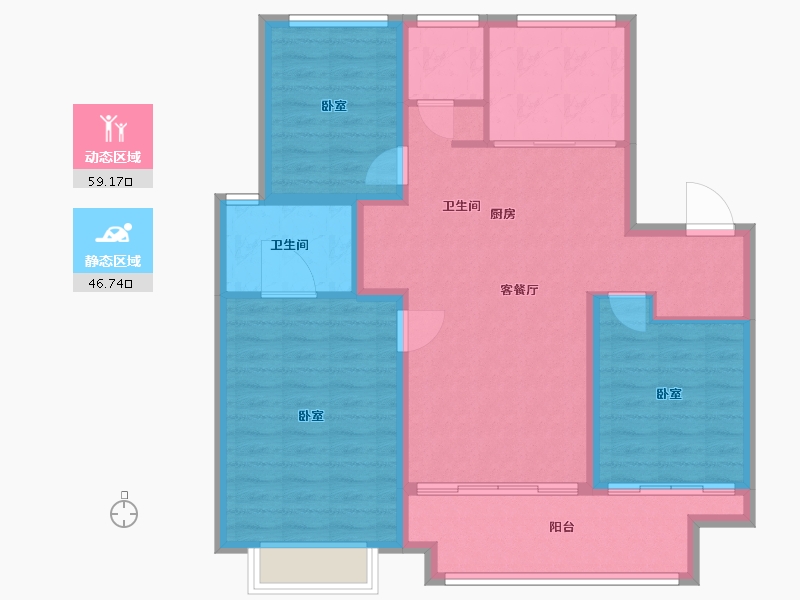 江苏省-徐州市-万科未来城-95.74-户型库-动静分区