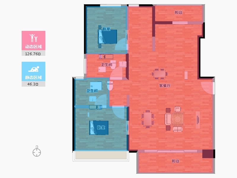 陕西省-西安市-万科锦宸-160.00-户型库-动静分区