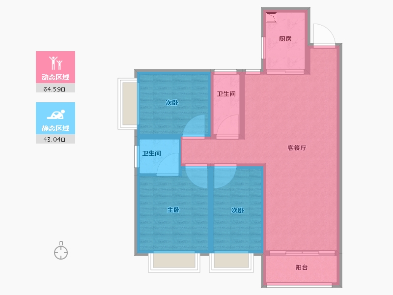 陕西省-安康市-广景花园三期-96.58-户型库-动静分区