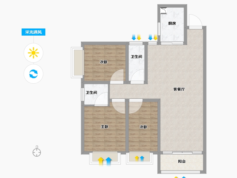 陕西省-安康市-广景花园三期-96.58-户型库-采光通风