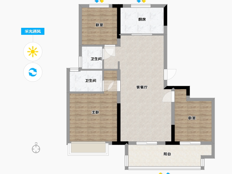 安徽省-宿州市-颐高·书香华府-93.26-户型库-采光通风