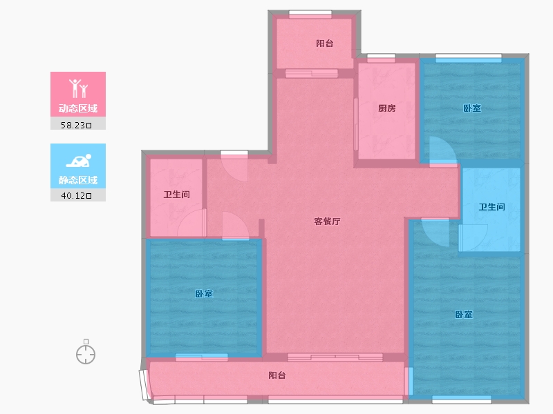 辽宁省-营口市-林昌·天铂-87.77-户型库-动静分区