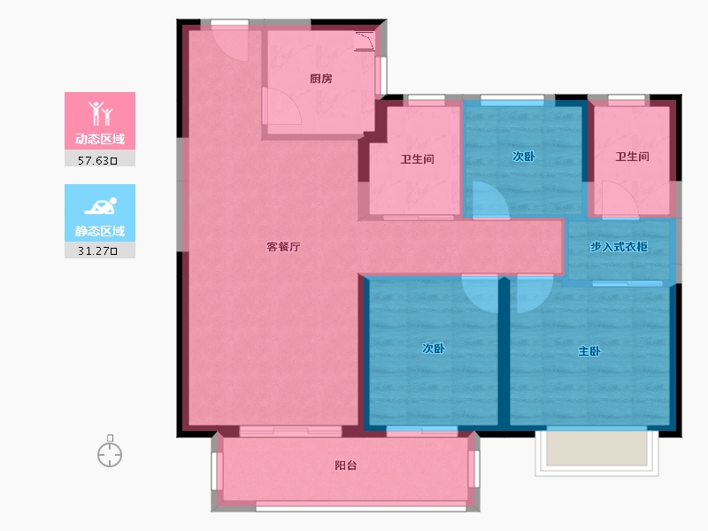 江苏省-徐州市-中钰月亮湖壹號-79.26-户型库-动静分区