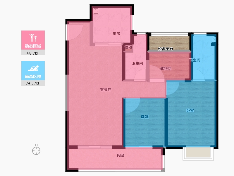 江苏省-苏州市-佳兆业湖心溪岸-95.00-户型库-动静分区