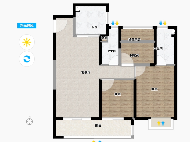 江苏省-苏州市-佳兆业湖心溪岸-95.00-户型库-采光通风