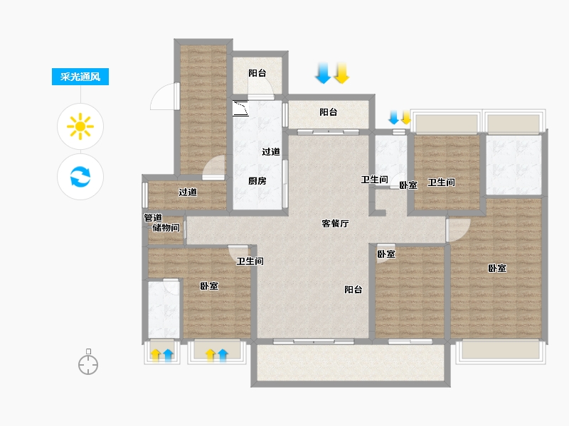 江苏省-镇江市-碧桂园·云顶-156.51-户型库-采光通风