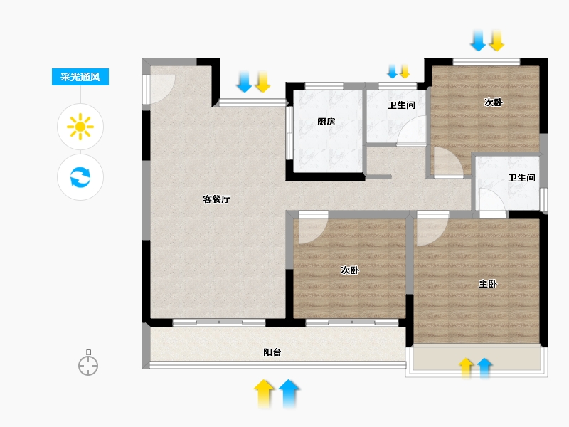 江苏省-南京市-江畔都会上城-103.00-户型库-采光通风