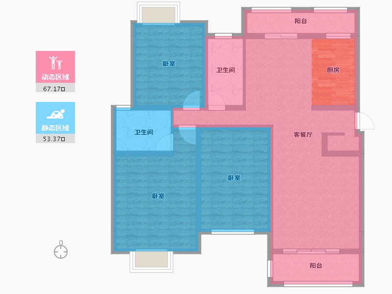 江苏省-泰州市-圆融杏港花苑-106.56-户型库-动静分区