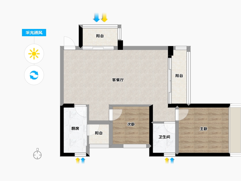 广西壮族自治区-北海市-亿海·澜泊湾-68.14-户型库-采光通风