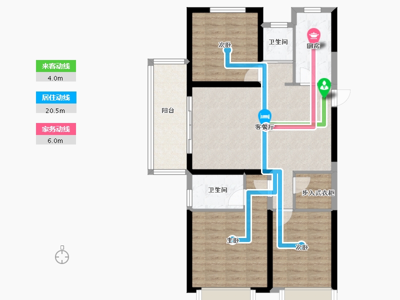 江苏省-徐州市-中钰月亮湖壹號-88.67-户型库-动静线