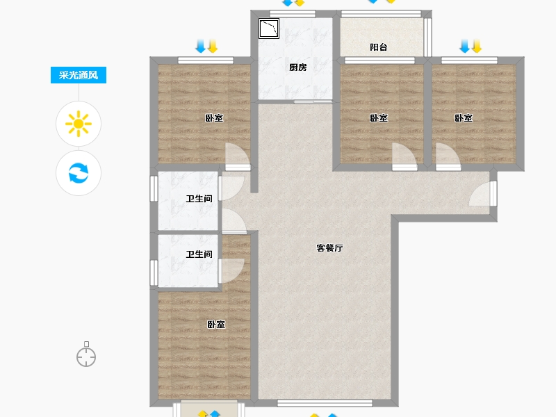 甘肃省-兰州市-冉泽御景龙湾-111.00-户型库-采光通风