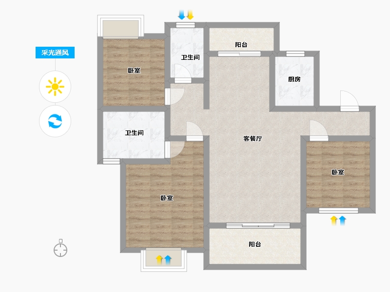 江西省-抚州市-鑫鼎中央公馆-92.82-户型库-采光通风