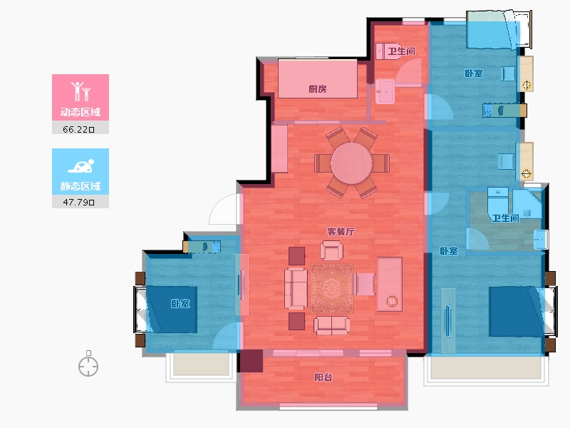 陕西省-西安市-万科锦宸-103.00-户型库-动静分区