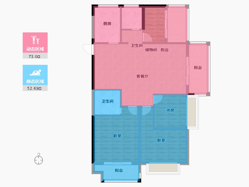 江苏省-镇江市-碧桂园·云顶-114.38-户型库-动静分区