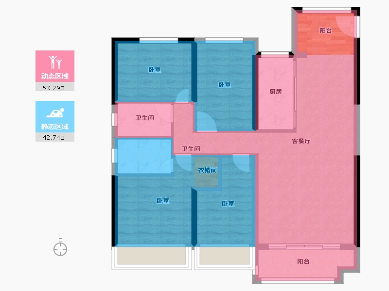 江苏省-镇江市-碧桂园·云顶-85.74-户型库-动静分区