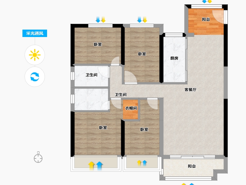 江苏省-镇江市-碧桂园·云顶-85.74-户型库-采光通风