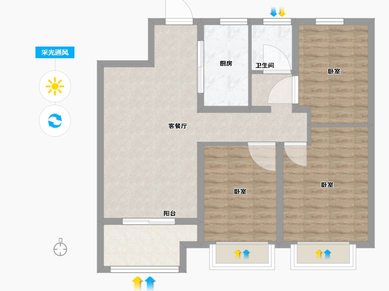 江苏省-徐州市-万科未来城-78.00-户型库-采光通风