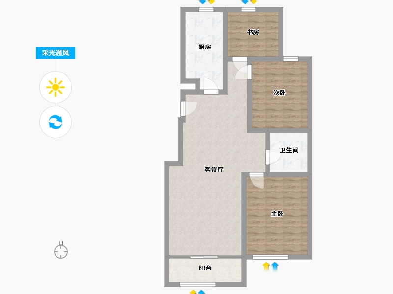 青海省-西宁市-和泰居-88.70-户型库-采光通风