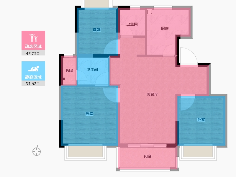 江苏省-苏州市-水月源岸花园-74.00-户型库-动静分区